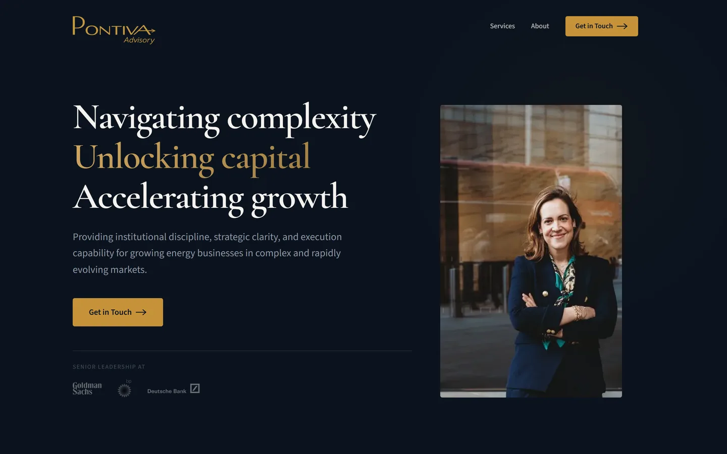 Pontiva Advisory — Energy advisory · Client, built by Chris Hornak